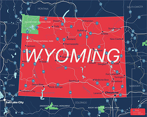 Image showing Wyoming state detailed editable map