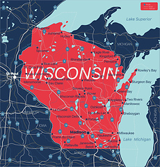 Image showing Wisconsin state detailed editable map