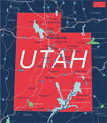 Image showing Utah state detailed editable map