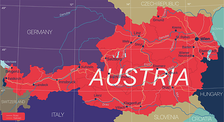 Image showing Austria country detailed editable map