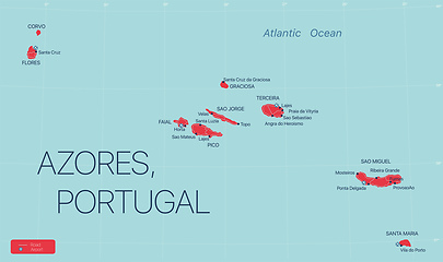 Image showing Azores islands, Portugal detailed editable map