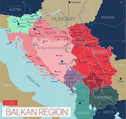 Image showing Balkan region detailed editable map