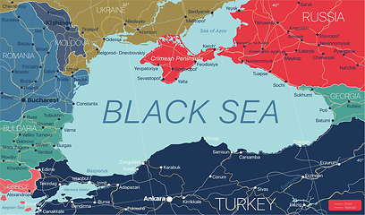 Image showing Black Sea region country detailed editable map