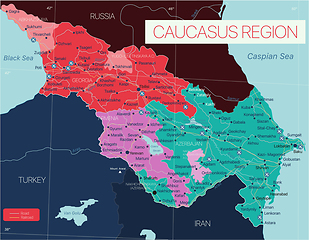 Image showing Caucasus region detailed editable map