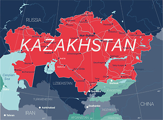 Image showing Kazakhstan country detailed editable map