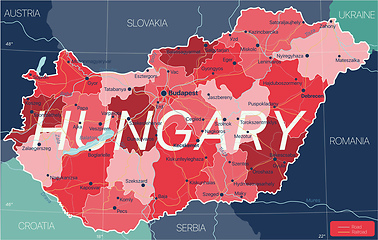 Image showing Hungary country detailed editable map