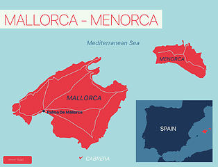 Image showing Mallorca-Menorca islands detailed editable map