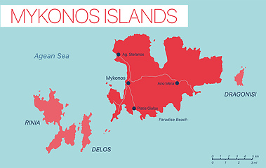 Image showing Mykonos island detailed editable map