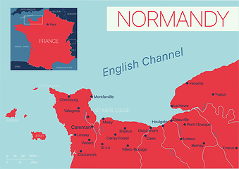 Image showing Normandy of France detailed editable map