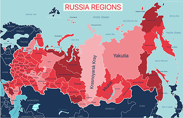 Image showing Central Asia region detailed editable map