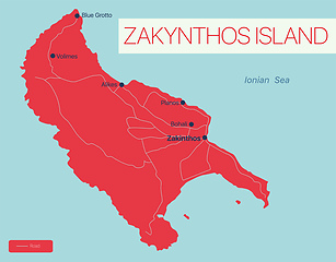 Image showing Zakynthos island detailed editable map