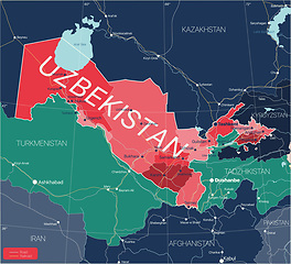 Image showing Uzbekistan country detailed editable map