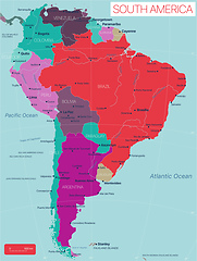 Image showing South America country detailed editable map