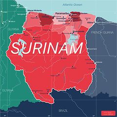 Image showing Surinam country detailed editable map