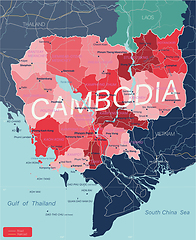 Image showing Cambodia country detailed editable map