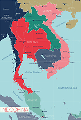 Image showing Indochina detailed editable map
