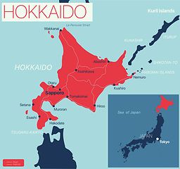 Image showing Hokkaido island detailed editable map