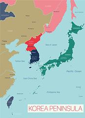 Image showing Korea peninsula detailed editable map