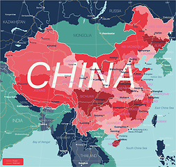 Image showing China country detailed editable map