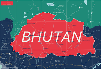 Image showing Bhutan country detailed editable map