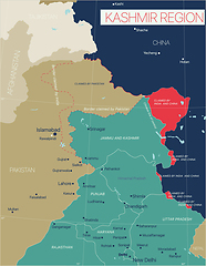 Image showing Kashmir region detailed editable map