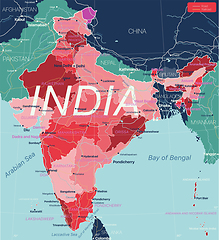 Image showing India country detailed editable map