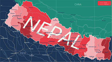 Image showing Nepal country detailed editable map