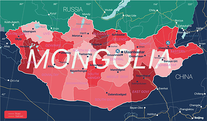 Image showing Mongolia country detailed editable map