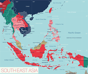 Image showing South East Asia region detailed editable map