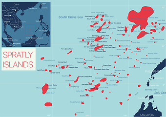 Image showing Spratly Island detailed editable map