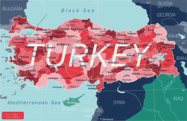 Image showing Turkey country detailed editable map