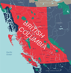 Image showing British Columbia province vector editable map of the Canada