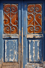 Image showing wooden door vintage metal frame