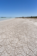 Image showing Tsimanampetsotsa Lake with dry, cracked beach. Madagascar wilderness landscape.