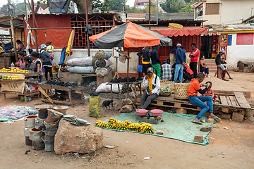 Image showing Street fruit vendors sell their goods by the roadside in Antananarivo, Madagascar