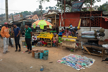 Image showing Street fruit vendors sell their goods by the roadside in Antananarivo, Madagascar