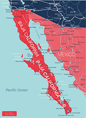 Image showing Baja California region detailed editable map