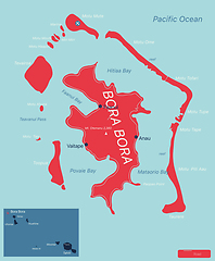 Image showing Bora Bora islands detailed editable map