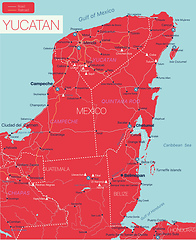 Image showing Yukatan peninsula detailed editable map