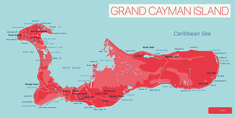 Image showing Grand Cayman island detailed editable map