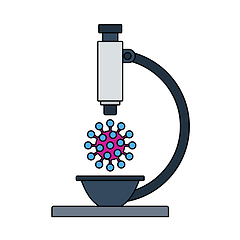 Image showing Research Coronavirus By Microscope Icon