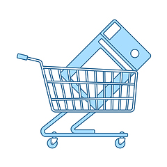 Image showing Shopping Cart With Microwave Oven Icon