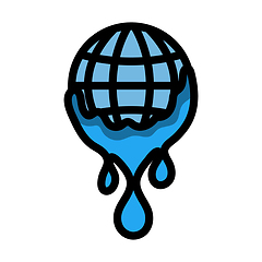 Image showing Planet With Flowing Down Water Icon