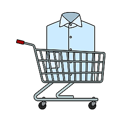 Image showing Shopping Cart With Clothes (Shirt) Icon