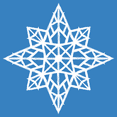Image showing Hand drawn snow flake, hand made art with crayon. Abstract geometric snowflake
