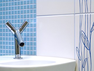 Image showing Interior of bathroom - basin and faucet