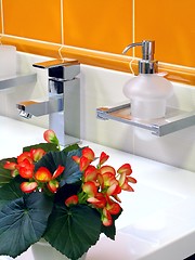 Image showing Interior of bathroom - basin and faucet