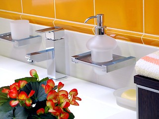 Image showing Interior of bathroom - basin and faucet