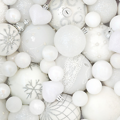 Image showing Christmas White Ornament Decorative Background