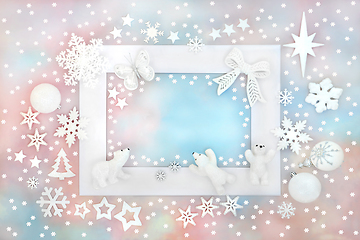 Image showing Christmas North Pole Abstract Background Border Frame Design